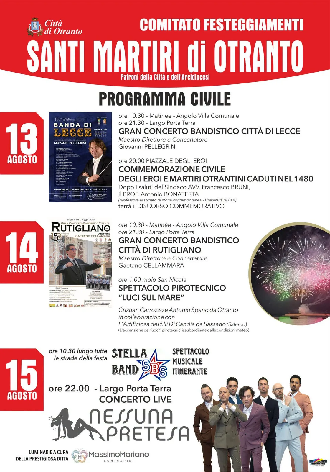 Locandina Santi Martiri di Otranto 2026 - 13 agosto a Otranto (Lecce)