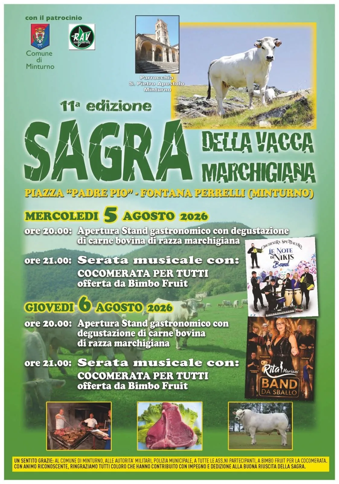 Locandina 11ª Sagra della Vacca Marchigiana 2026 a Minturno (Latina)