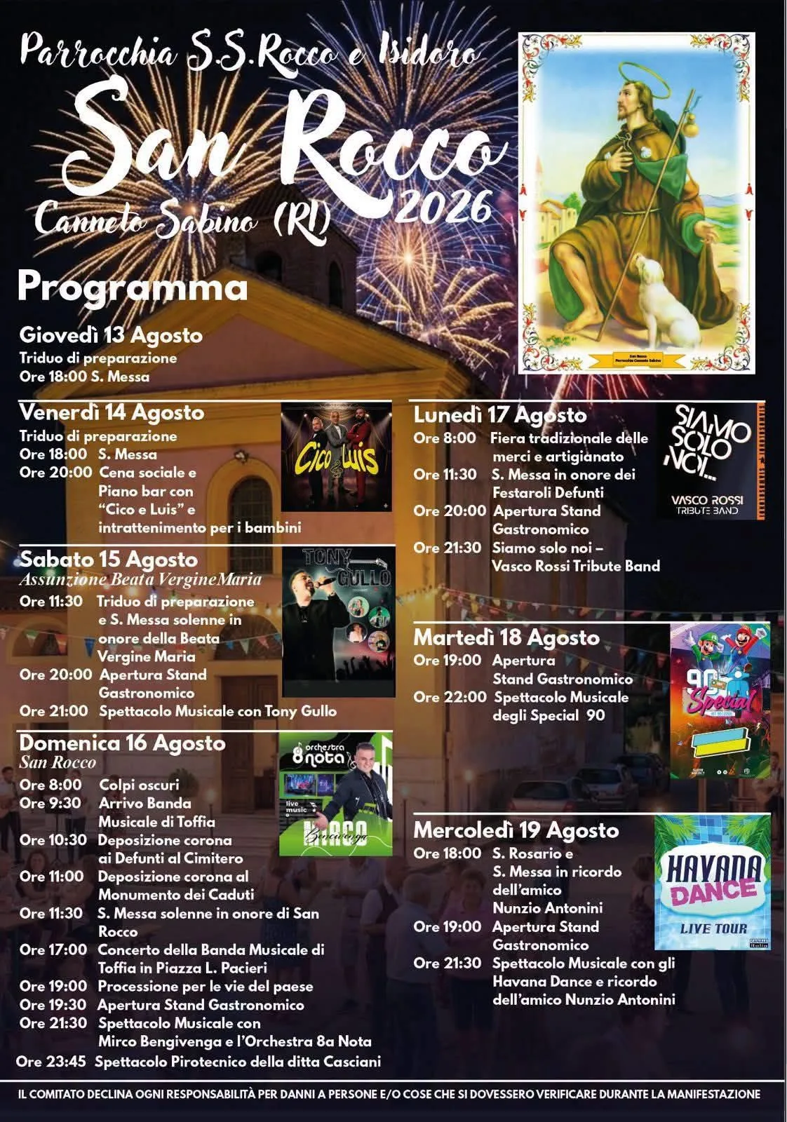 Locandina calendario eventi agosto 2026 a Fara in Sabina (Rieti)