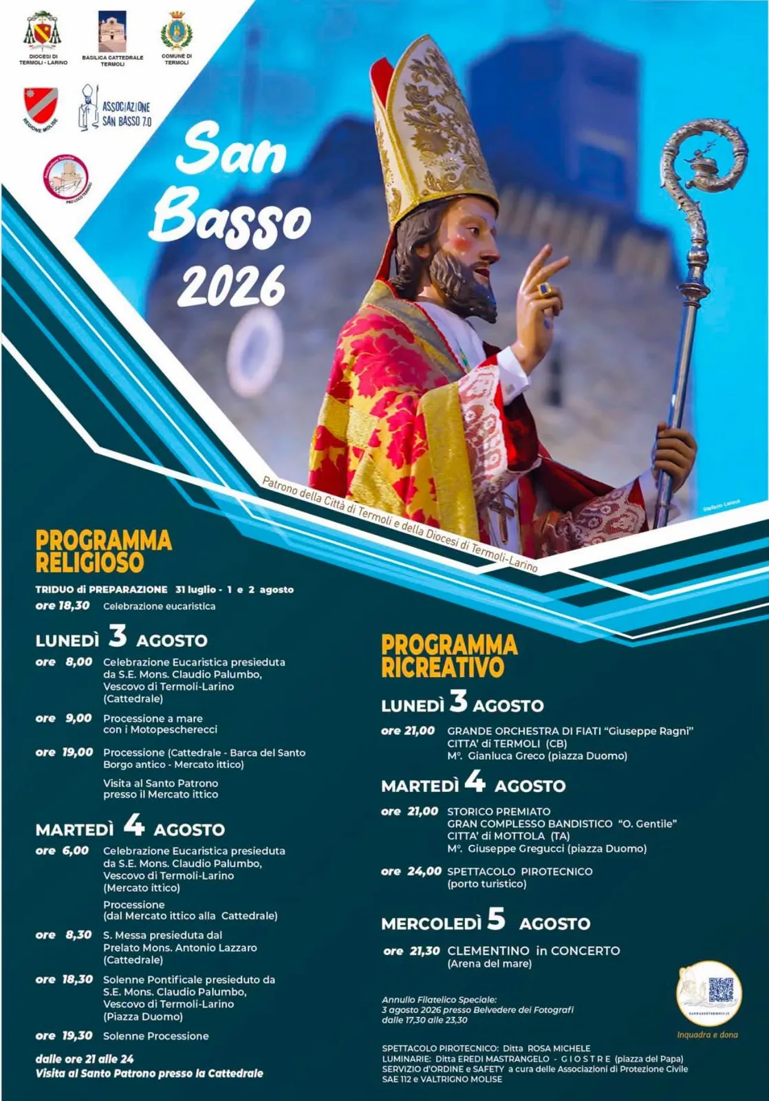 Locandina San Basso 2026 — Annullo Filatelico Speciale a Termoli (Campobasso)