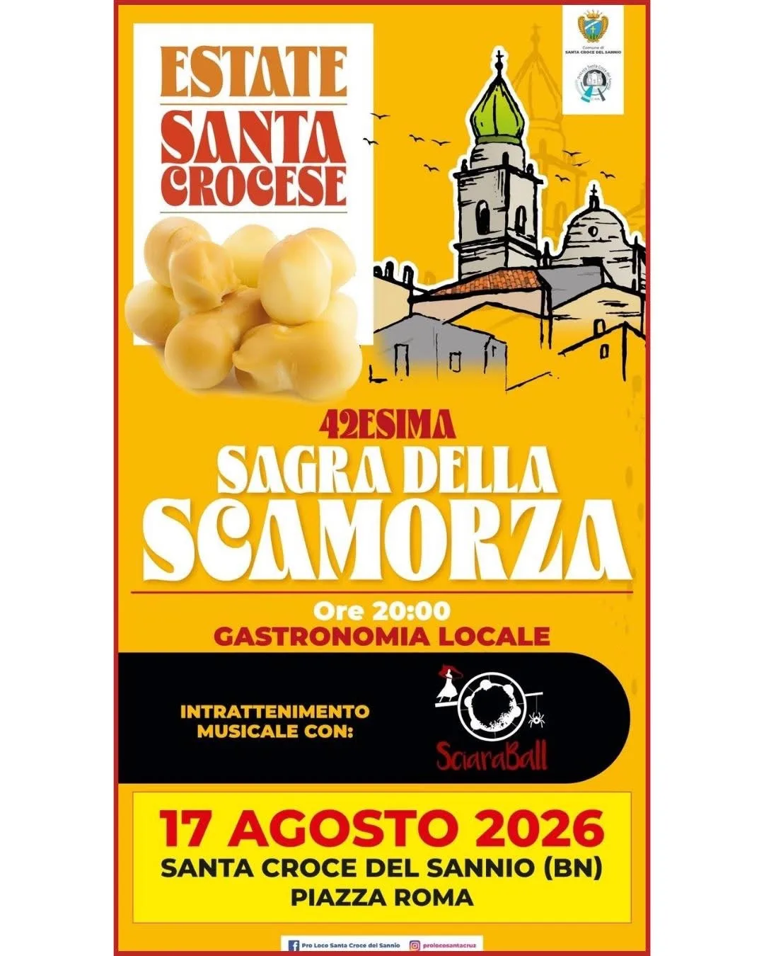 Locandina 42ª Sagra della Scamorza 2026 a Santa Croce del Sannio (Benevento)