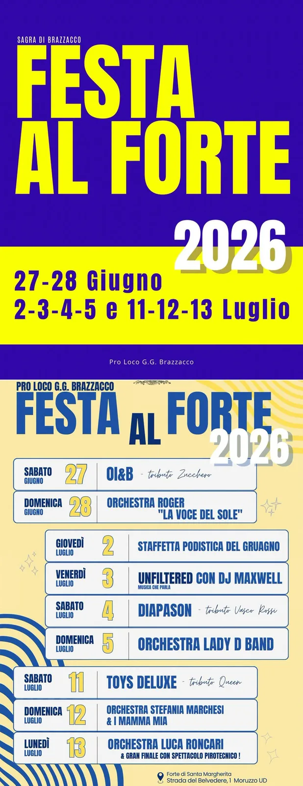 Locandina Festa al Forte 2026 a Moruzzo (Udine)