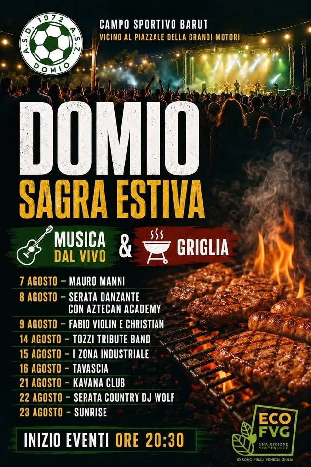 Locandina Serata danzante con Aztecan Academy — Domio Sagra Estiva 202 a Trieste (Trieste)