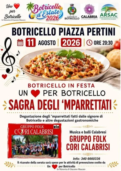 Locandina Sagra degli 'Mparrettati 2026 a Botricello (Catanzaro)