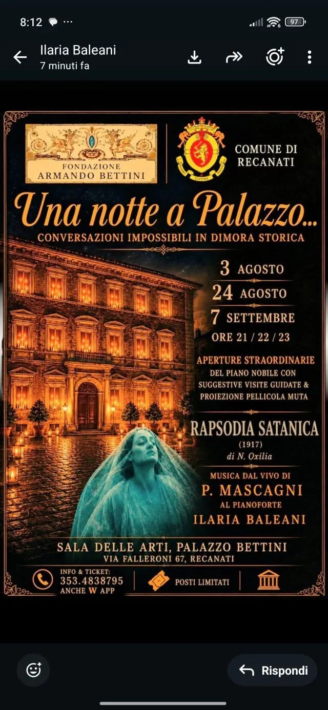 Locandina Una notte a Palazzo — Rapsodia Satanica 2026 a Recanati (Macerata)