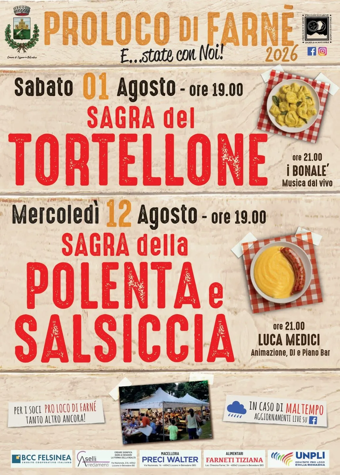 Locandina Sagra del Tortellone 2026 a Lizzano in Belvedere (Bologna)