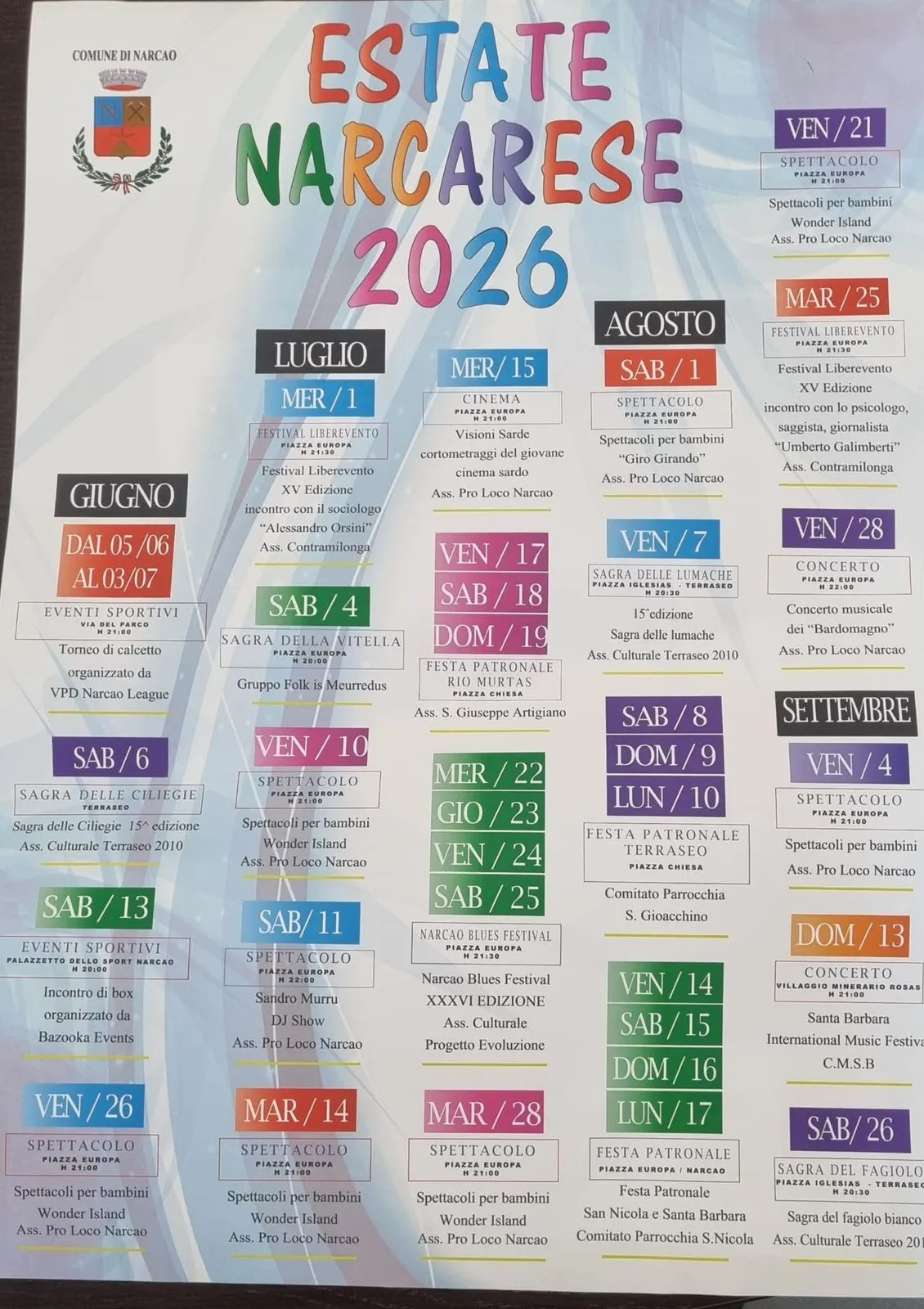 Locandina Concerto dei Bardomagno 2026 a Narcao (Sud sardegna)