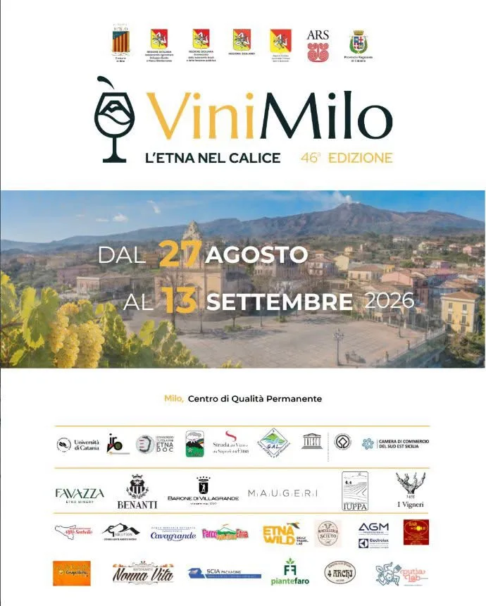 Locandina ViniMilo 2026 — 46ª edizione a Milo (Catania)