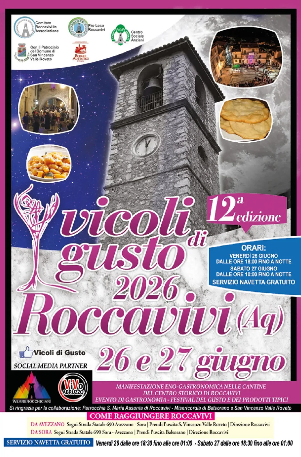 Locandina Vicoli di Gusto 2026 a San Vincenzo Valle Roveto (L'aquila)