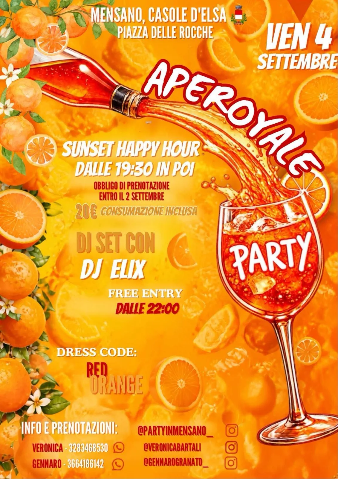 Locandina Aperoyale Sunset Happy Hour 2026 a Casole d'Elsa (Siena)