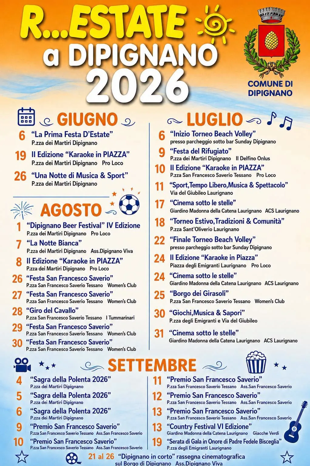 Locandina La Notte Bianca 2026 a Dipignano (Cosenza)