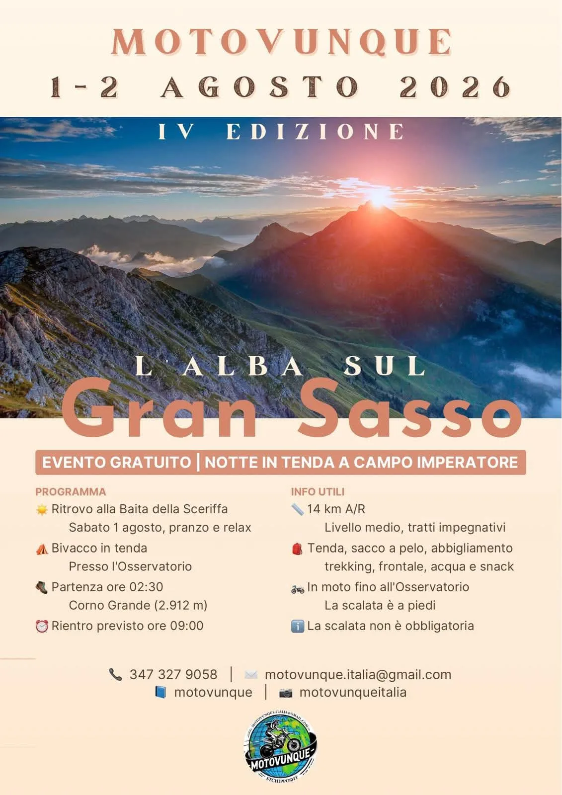 Locandina IV Edizione Motovunque - Alba sul Gran Sasso 2026 a Castelli (Teramo)