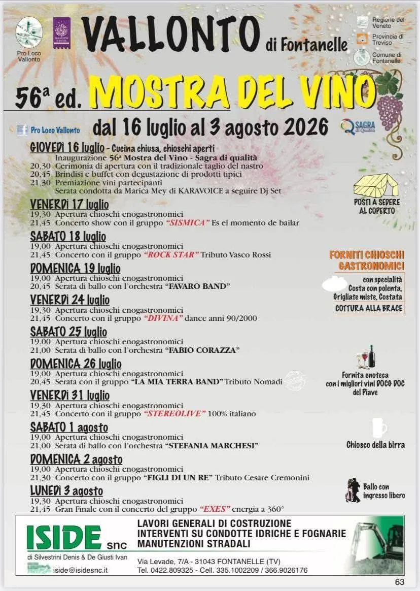 Locandina 56ª Mostra del Vino 2026 — Vallonto a Fontanelle (Treviso)