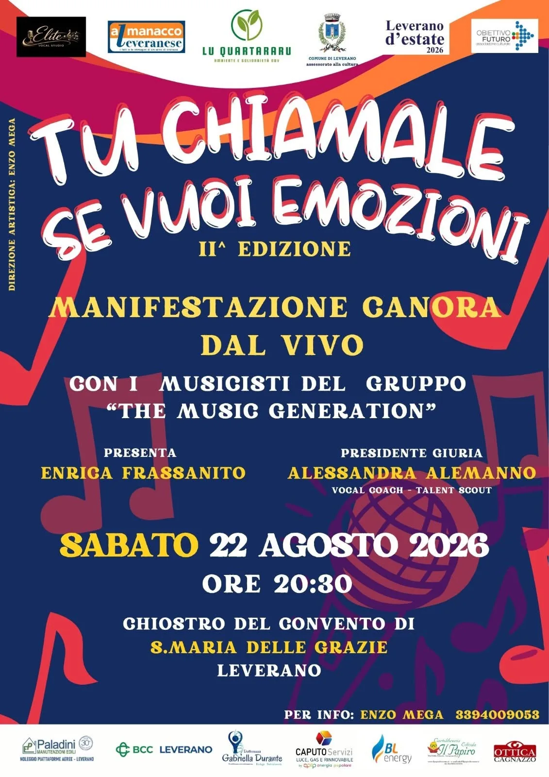 Locandina II^ Edizione Tu Chiamale Se Vuoi Emozioni 2026 a Leverano (Lecce)