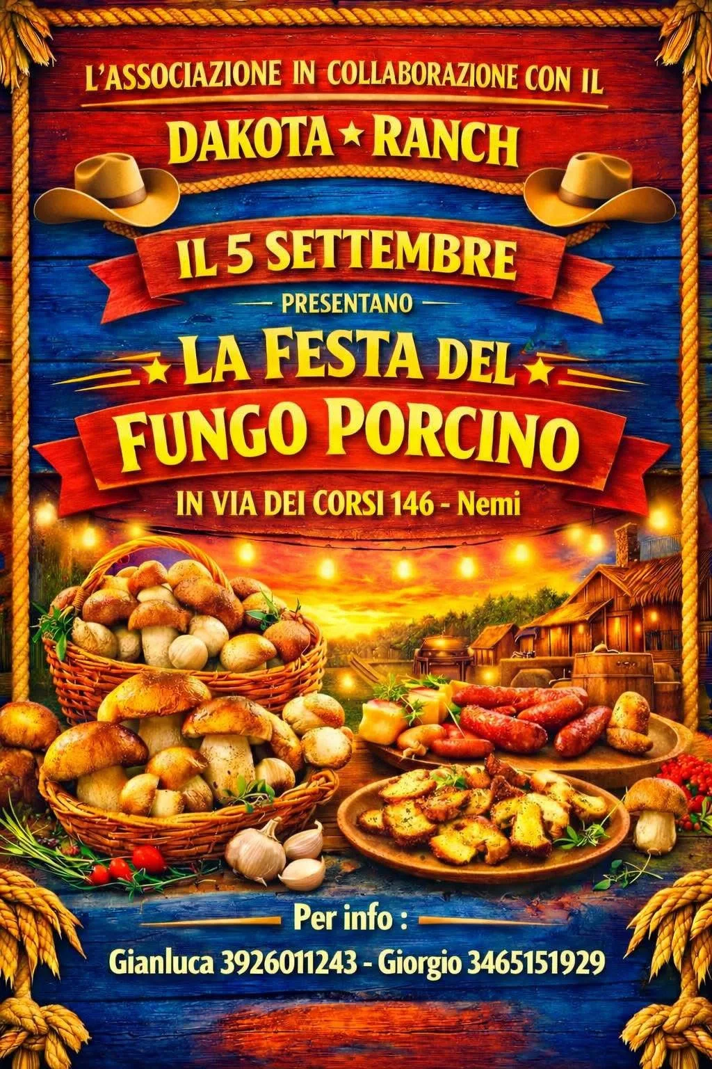 Locandina La Festa del Fungo Porcino 2026 a Nemi (Roma)
