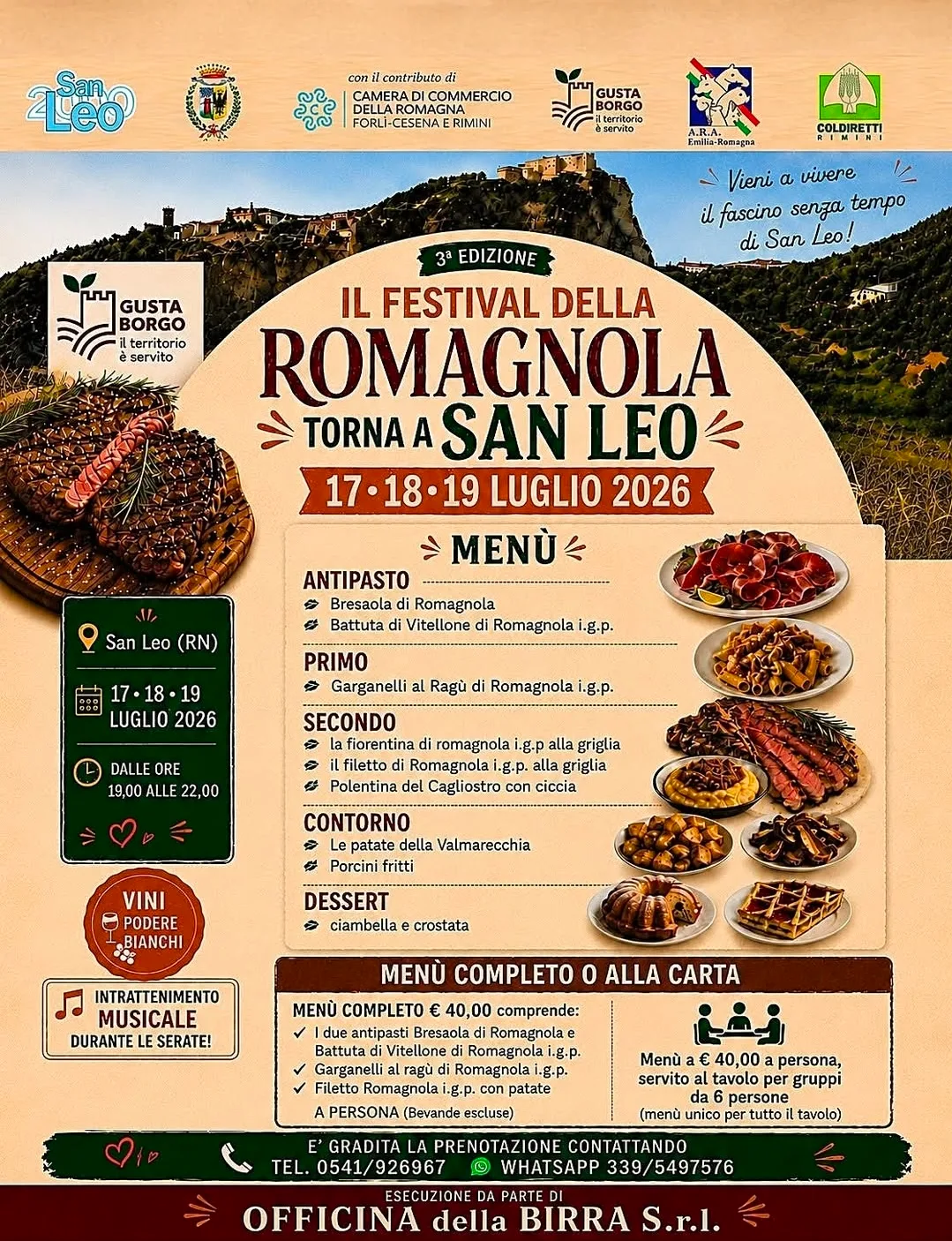 Locandina 3ª Edizione Il Festival della Romagnola a San Leo 2026 a San Leo (Rimini)