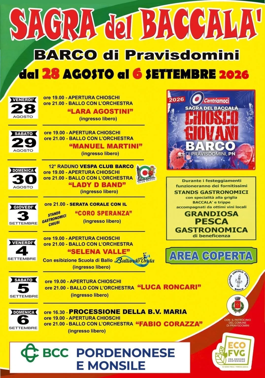Locandina Sagra del Baccalà 2026 a Pravisdomini (PN)