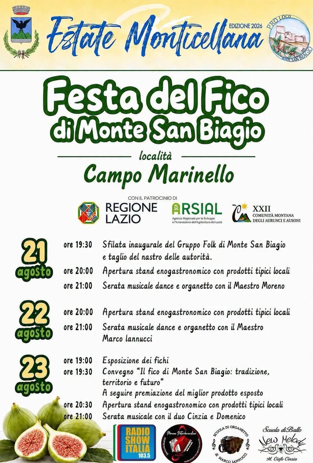 Locandina XXII Festa del Fico di Monte San Biagio 2026 a Monte San Biagio (Latina)