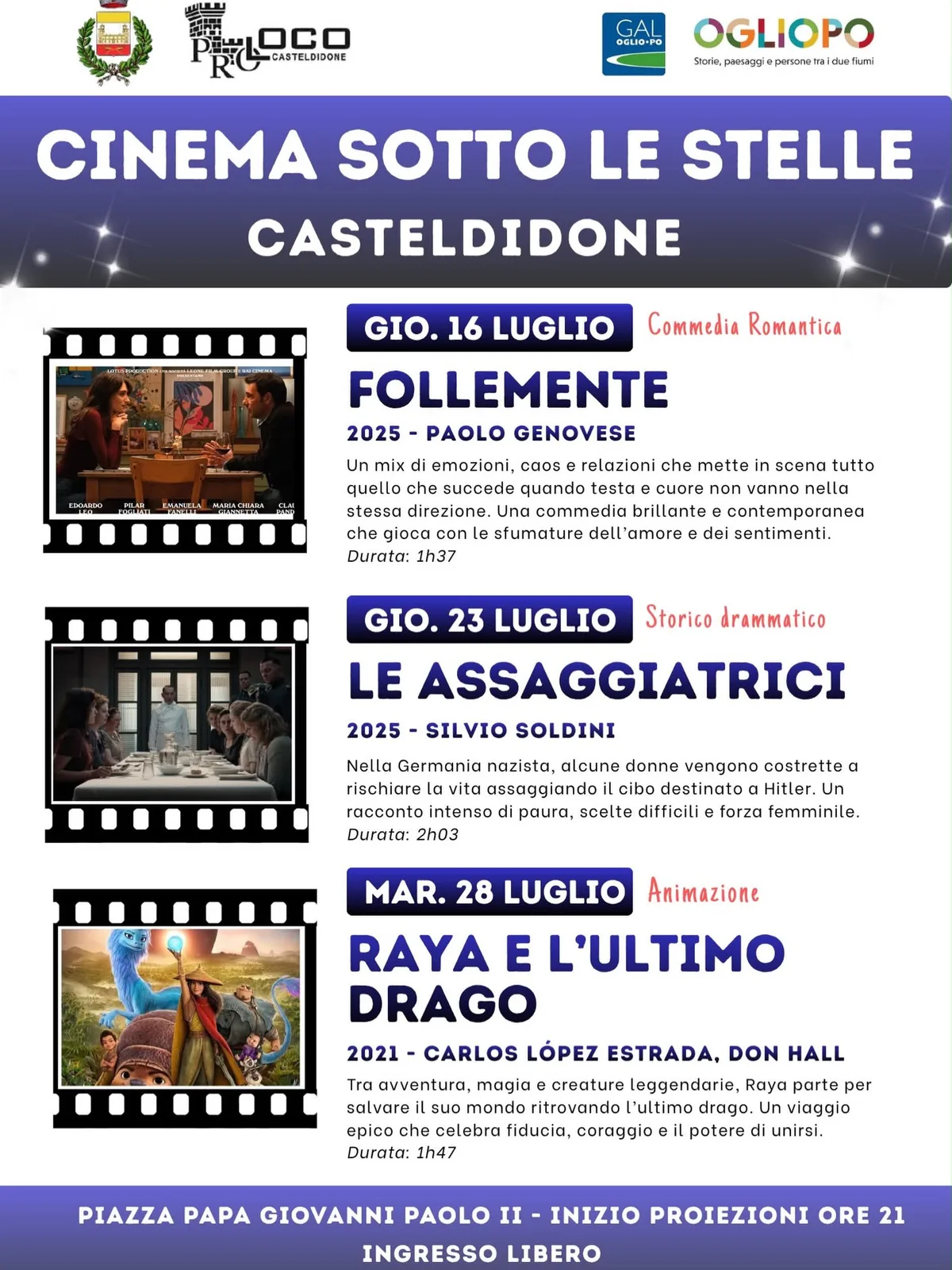 Locandina Cinema sotto le stelle Casteldidone 2026 a Casteldidone (Cremona)
