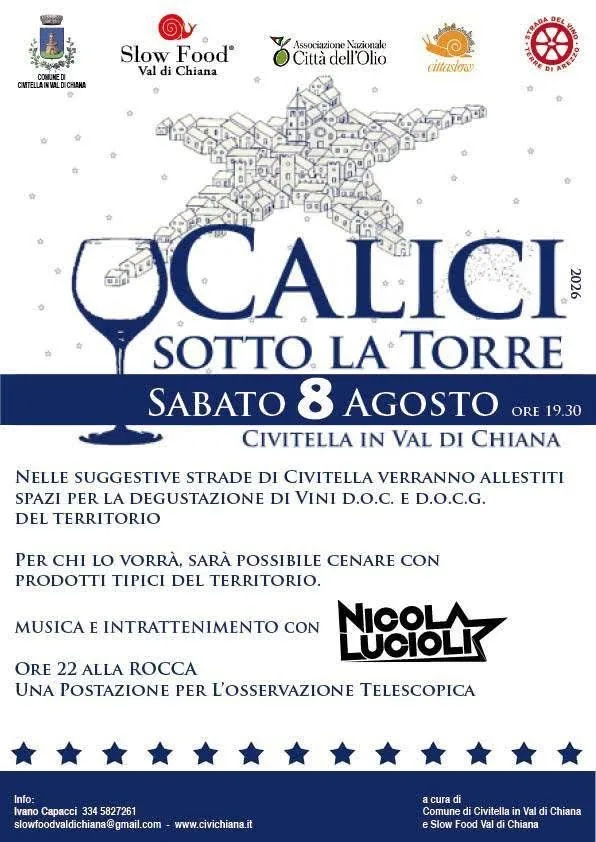Locandina Calici sotto la Torre 2026 a Civitella in Val di Chiana (Arezzo)