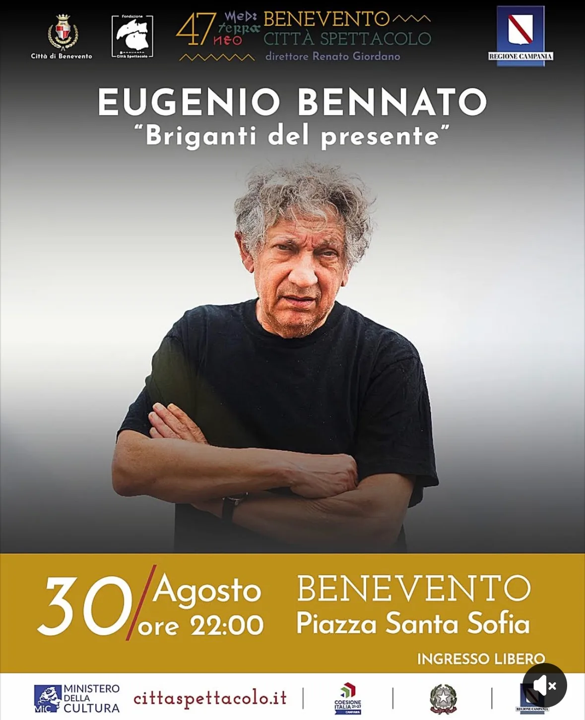 Locandina Eugenio Bennato "Briganti del presente" 2026 a Benevento (BN)