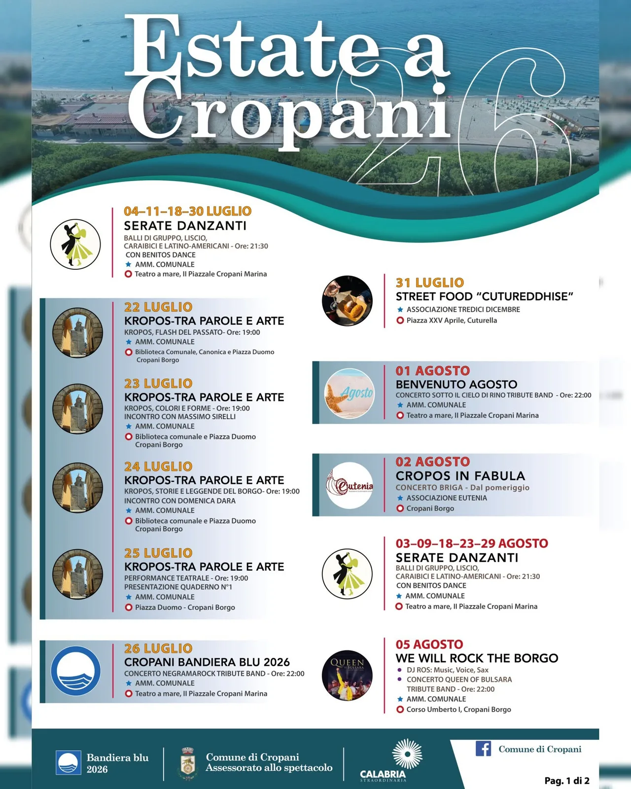Locandina Cropos in Fabula — Concerto Briga 2026 a Cropani (Catanzaro)