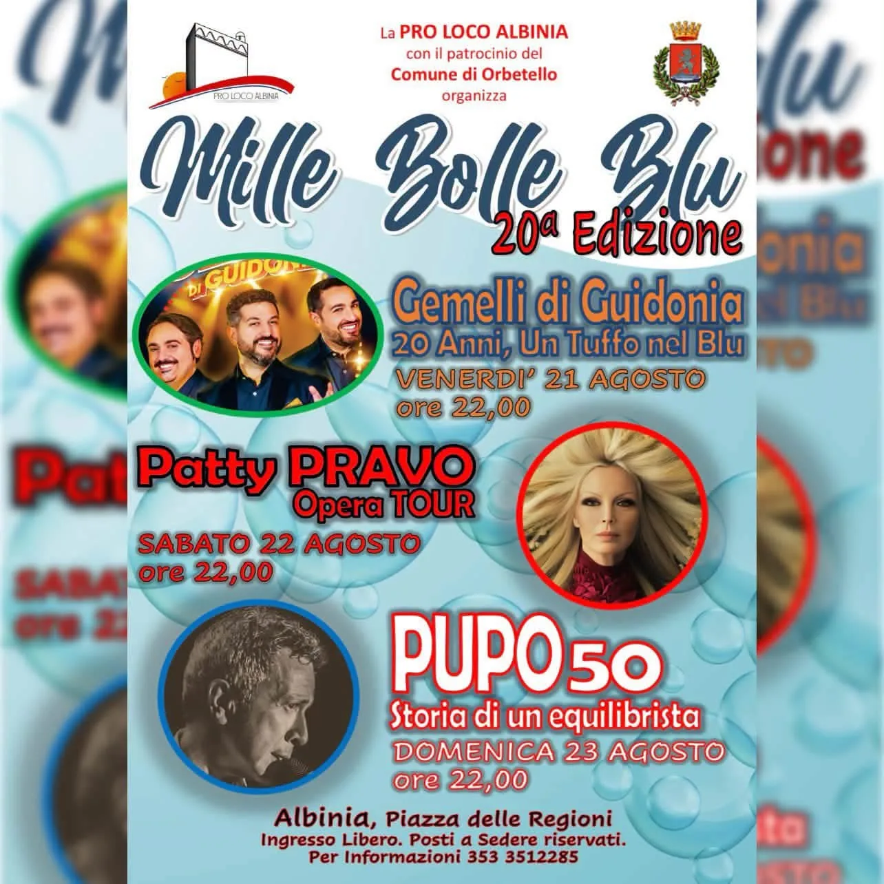 Locandina calendario eventi agosto 2026 a Orbetello (Grosseto)