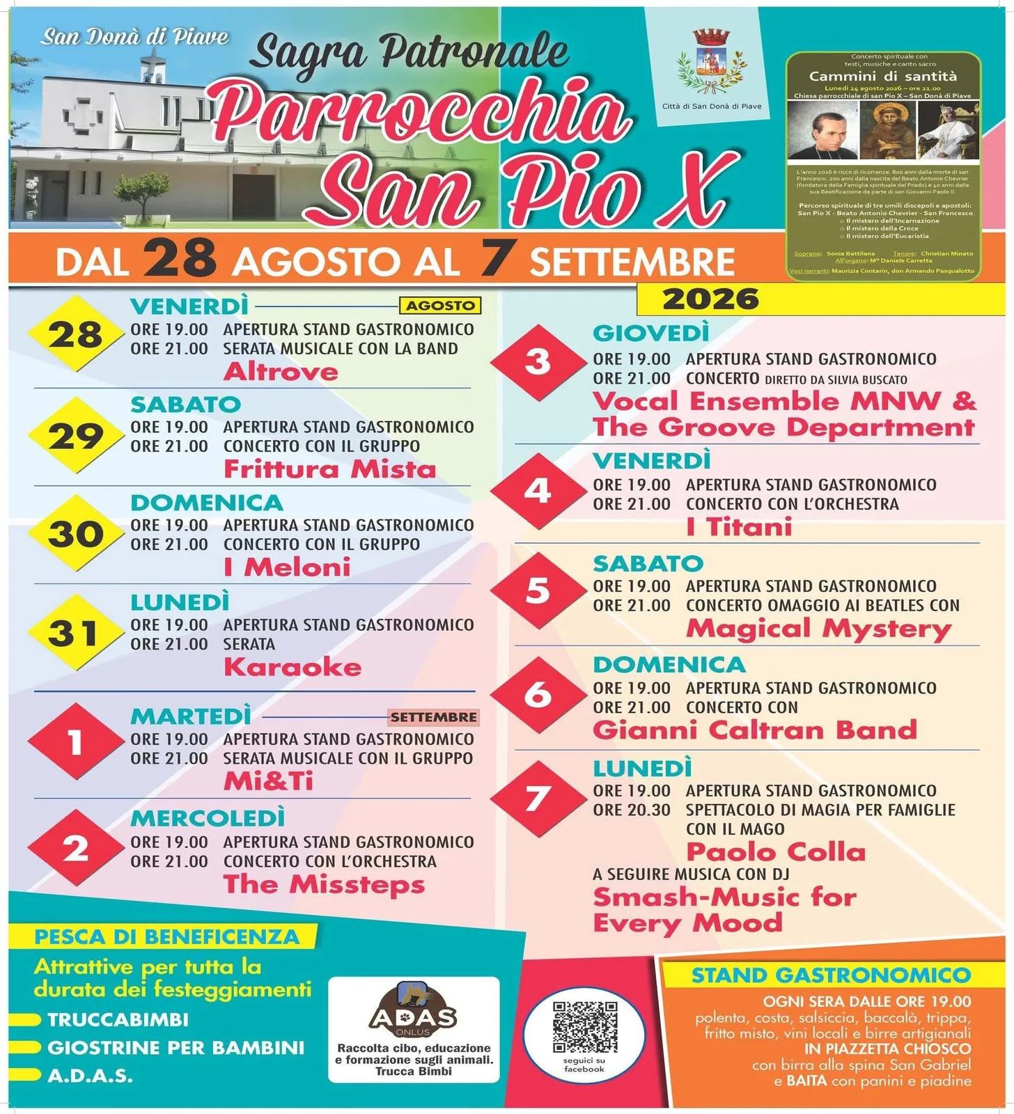 Locandina calendario eventi estate 2026 a San Donà di Piave (Venezia)