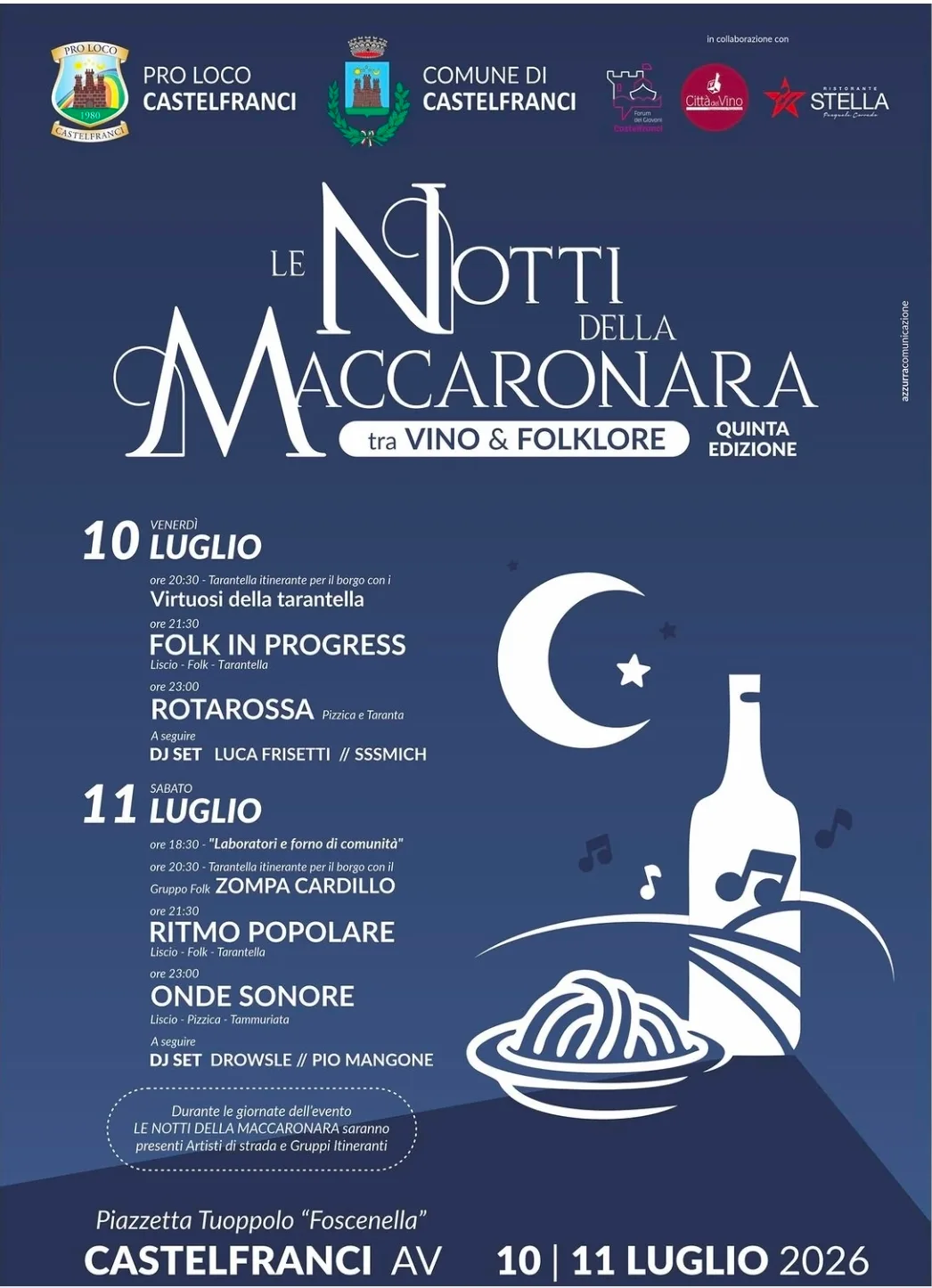 Locandina Le Notti della Maccaronara — Quinta Edizione 2026 a Castelfranci (Avellino)