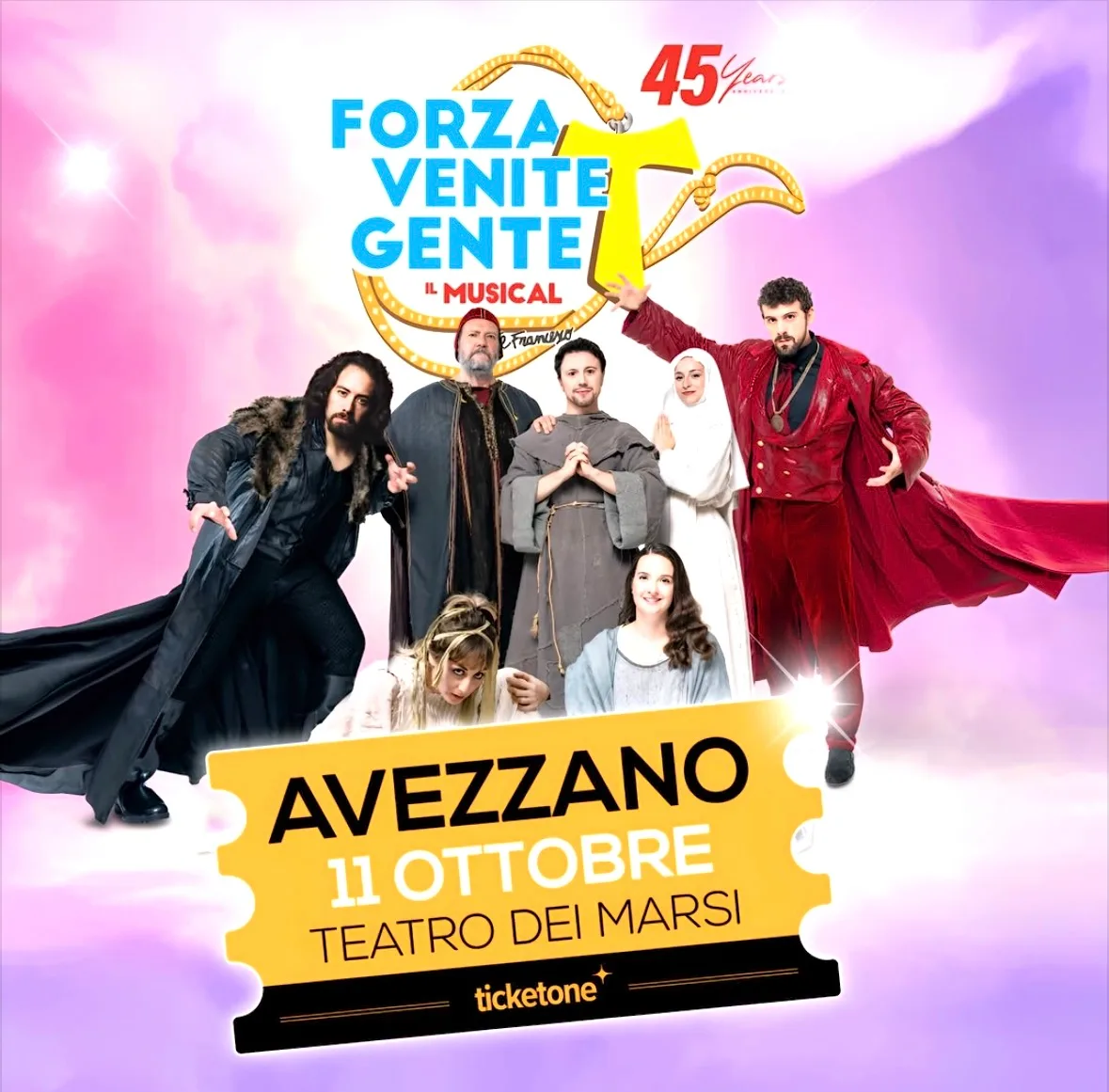 Locandina Forza Venite Gente Il Musical 2026 a Avezzano (L'Aquila)