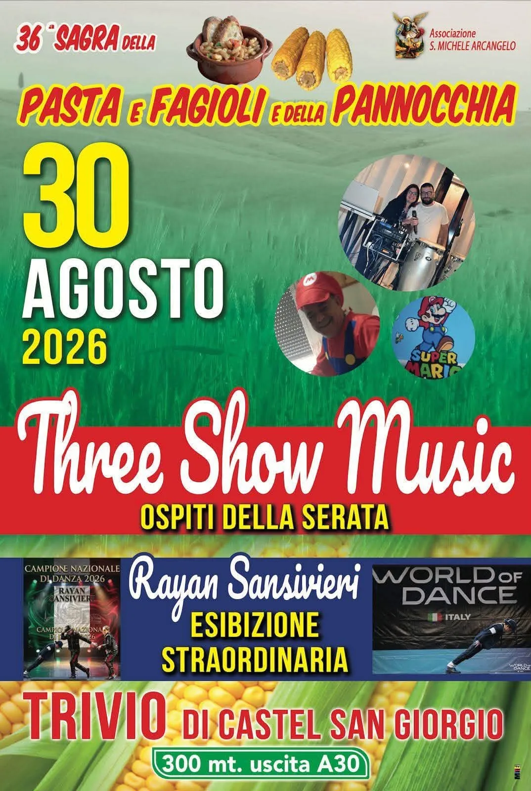 Locandina 36ª Sagra della Pasta e Fagioli e della Pannocchia 2026 a Castel San Giorgio (Salerno)