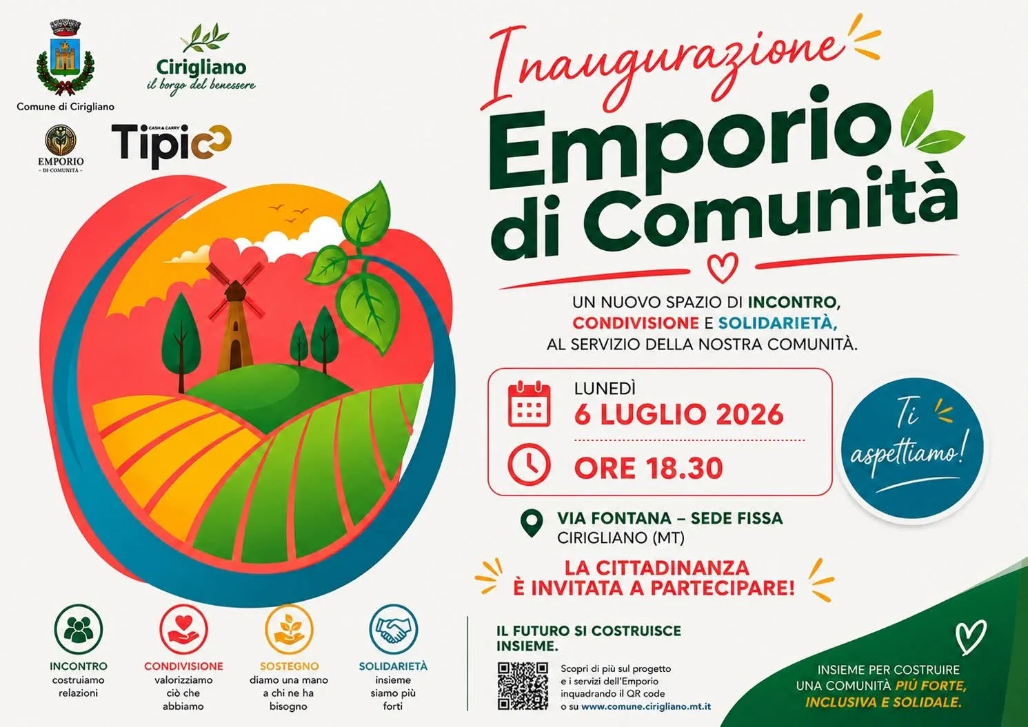 Locandina Inaugurazione Emporio di Comunità 2026 a Cirigliano (Matera)