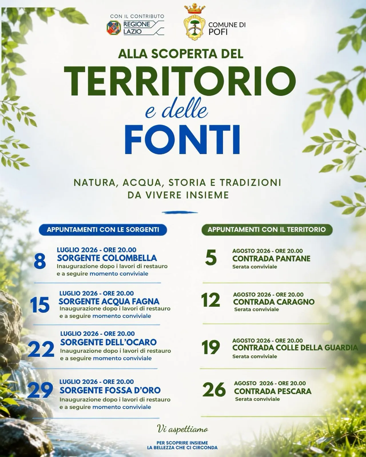 Locandina Sorgente Colombella — Inaugurazione 2026 a Pofi (Frosinone)
