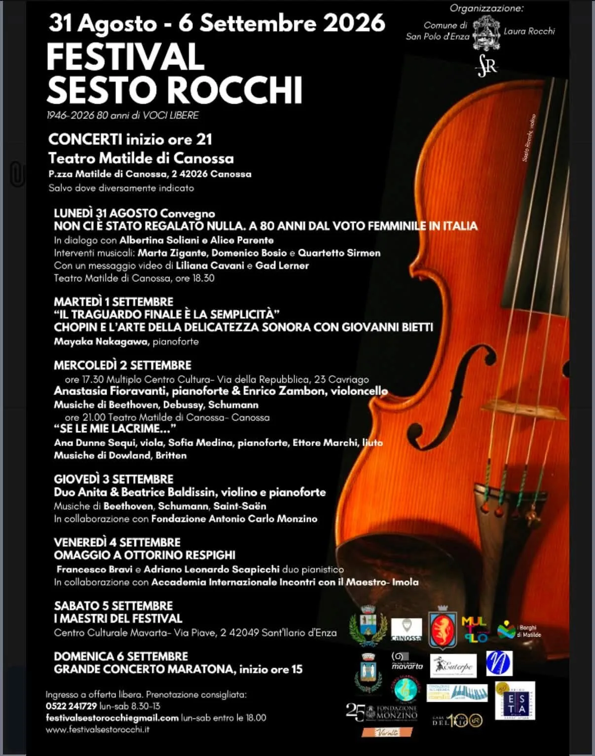 Locandina calendario eventi estate 2026 a Canossa (Reggio Emilia)
