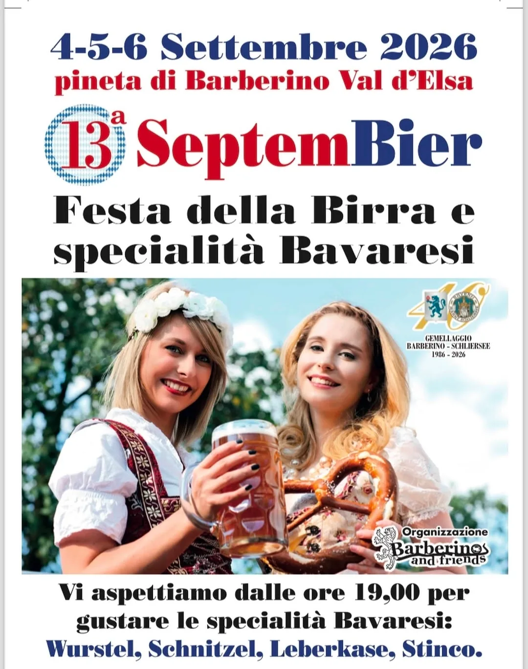 Locandina 13ª SeptemBier Festa della Birra e specialità Bavaresi 2026 a Barberino Val d'Elsa (Firenze)