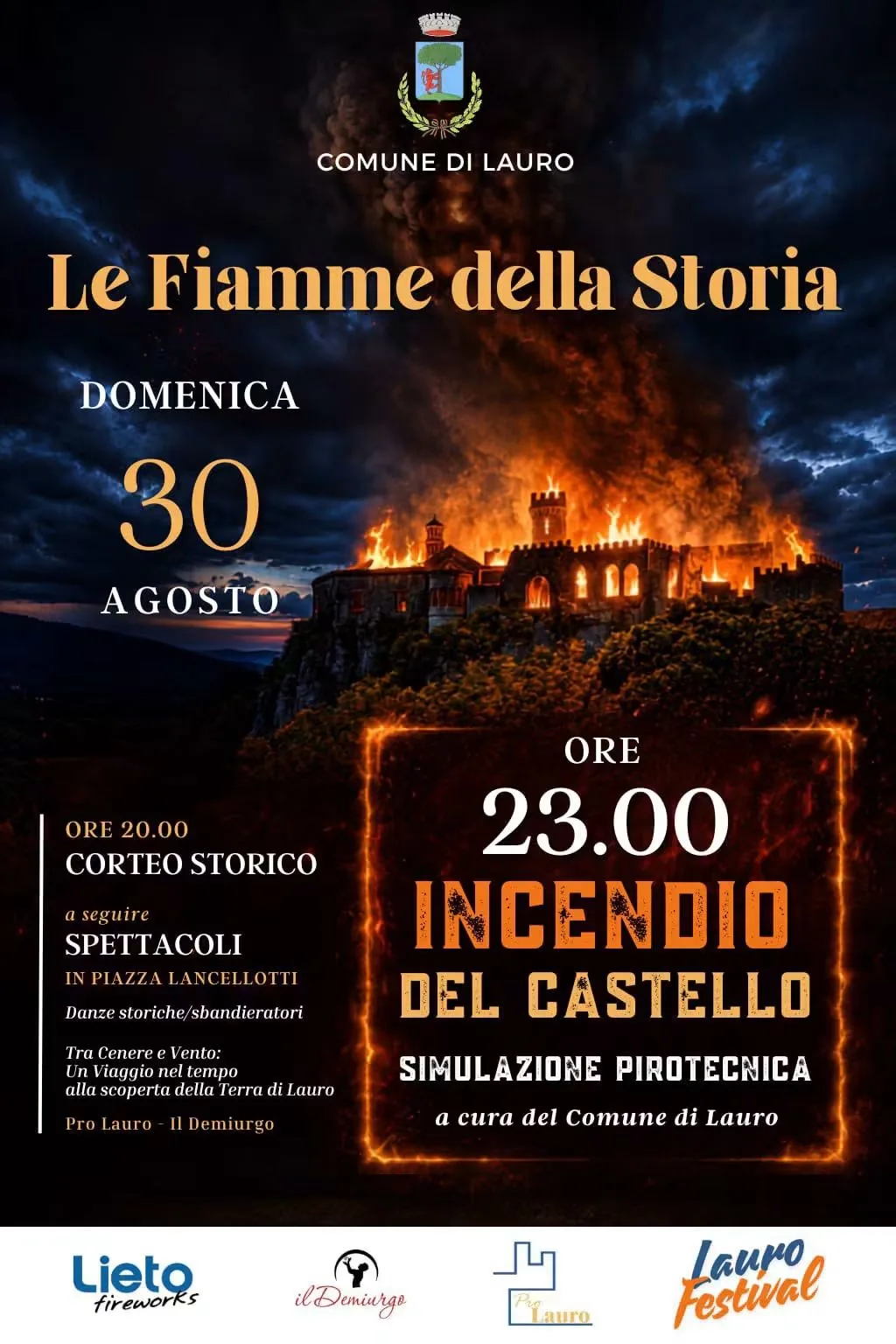 Locandina Le Fiamme della Storia 2026 a Lauro (Avellino)