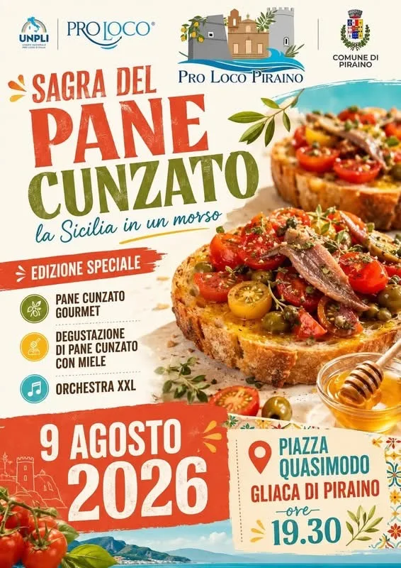 Locandina Sagra del Pane CunZato 2026 a Piraino (Messina)