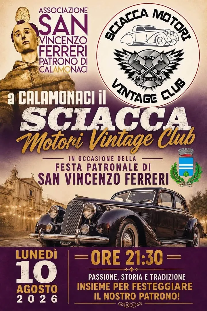 Locandina Festa Patronale di San Vincenzo Ferreri 2026 a Calamonaci (Agrigento)