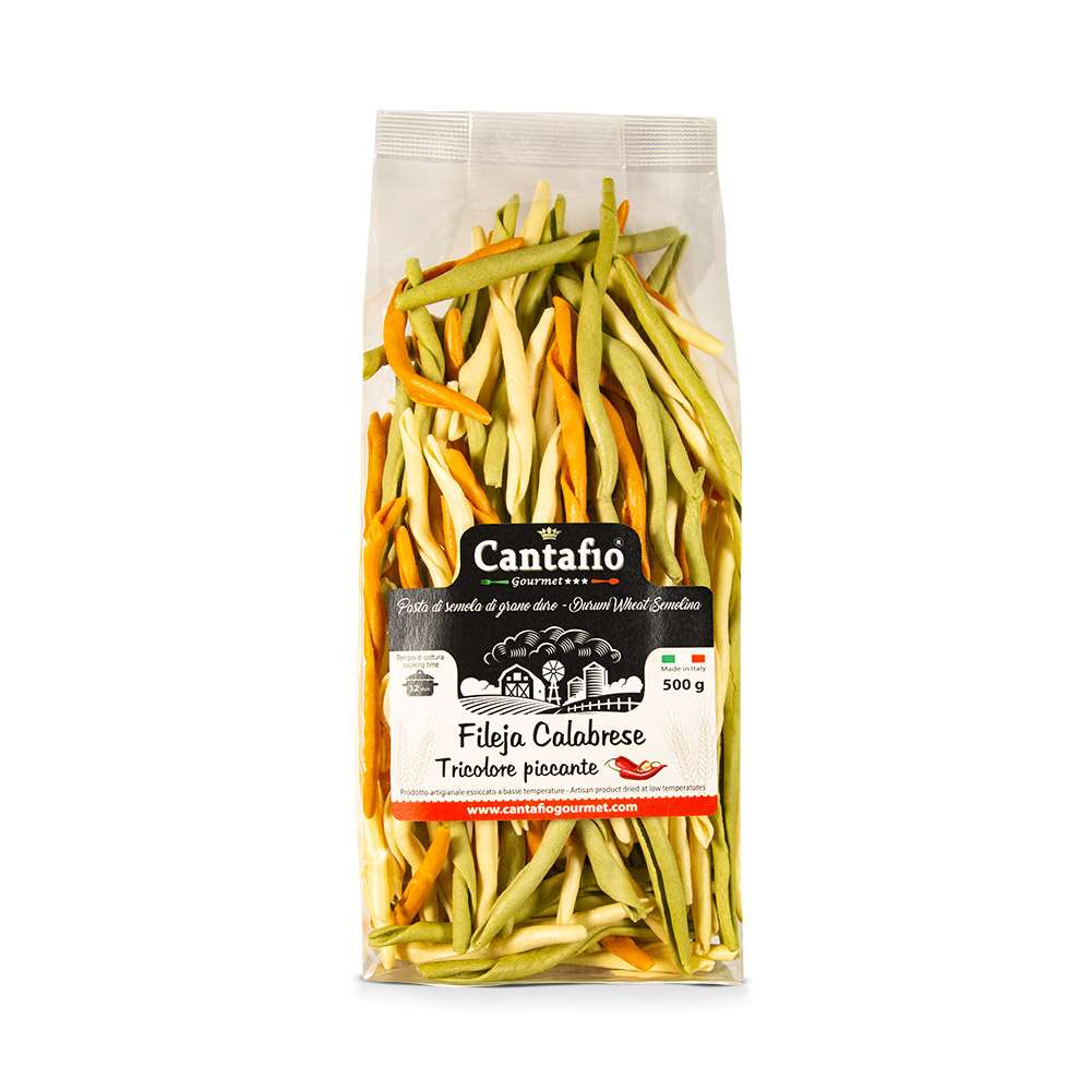 Fileja Calabrese Tricolore piccante 500g - maccheroni al ferretto - pasta artigianale