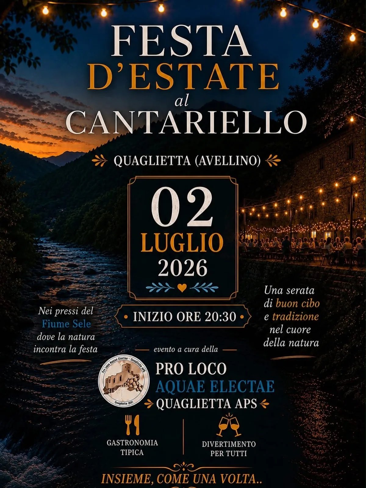 Locandina Festa d'Estate al Cantariello 2026 a Calabritto (Avellino)