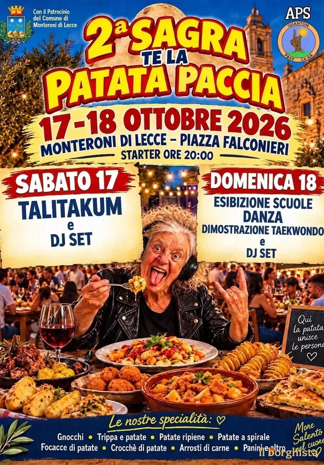 Locandina 2ª Sagra Te La Patata Paccia 2026 a Monteroni di Lecce (Lecce)