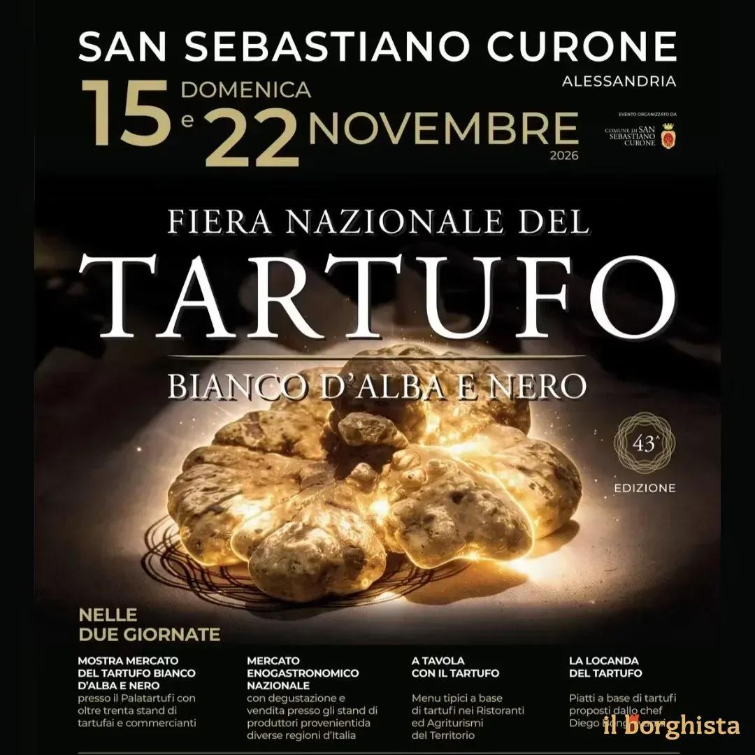 Locandina 43ª Fiera Nazionale del Tartufo Bianco d'Alba e Nero 2026 a San Sebastiano Curone (Alessandria)