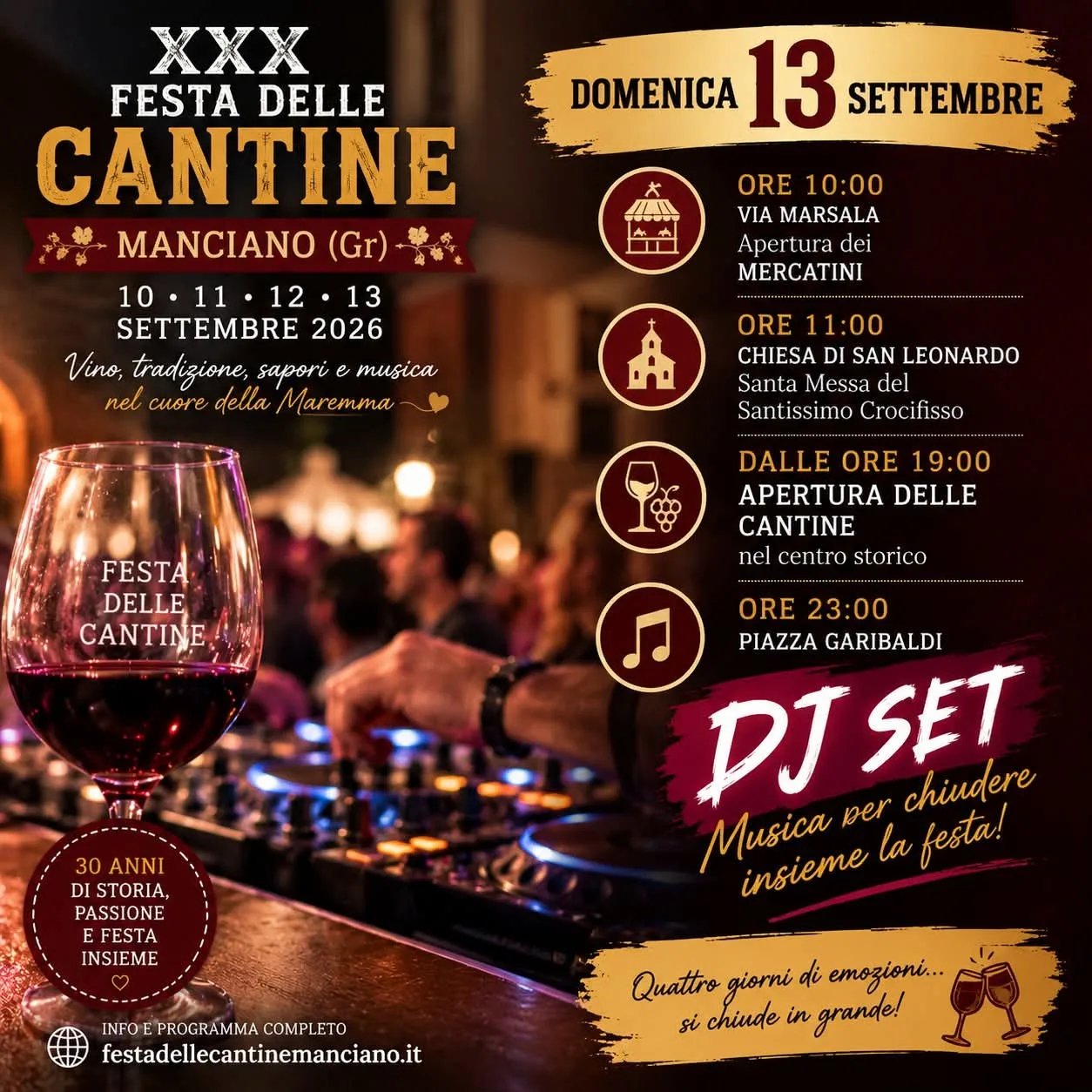 Locandina XXX Festa delle Cantine 2026 a Manciano (Grosseto)