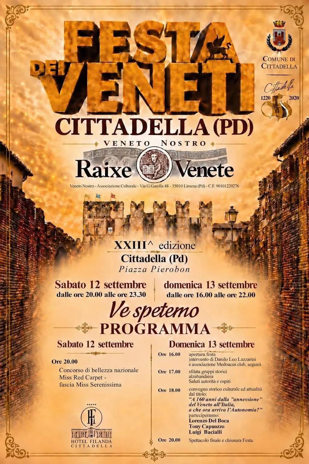 Locandina Festa dei Veneti 2026 a Cittadella (Padova)
