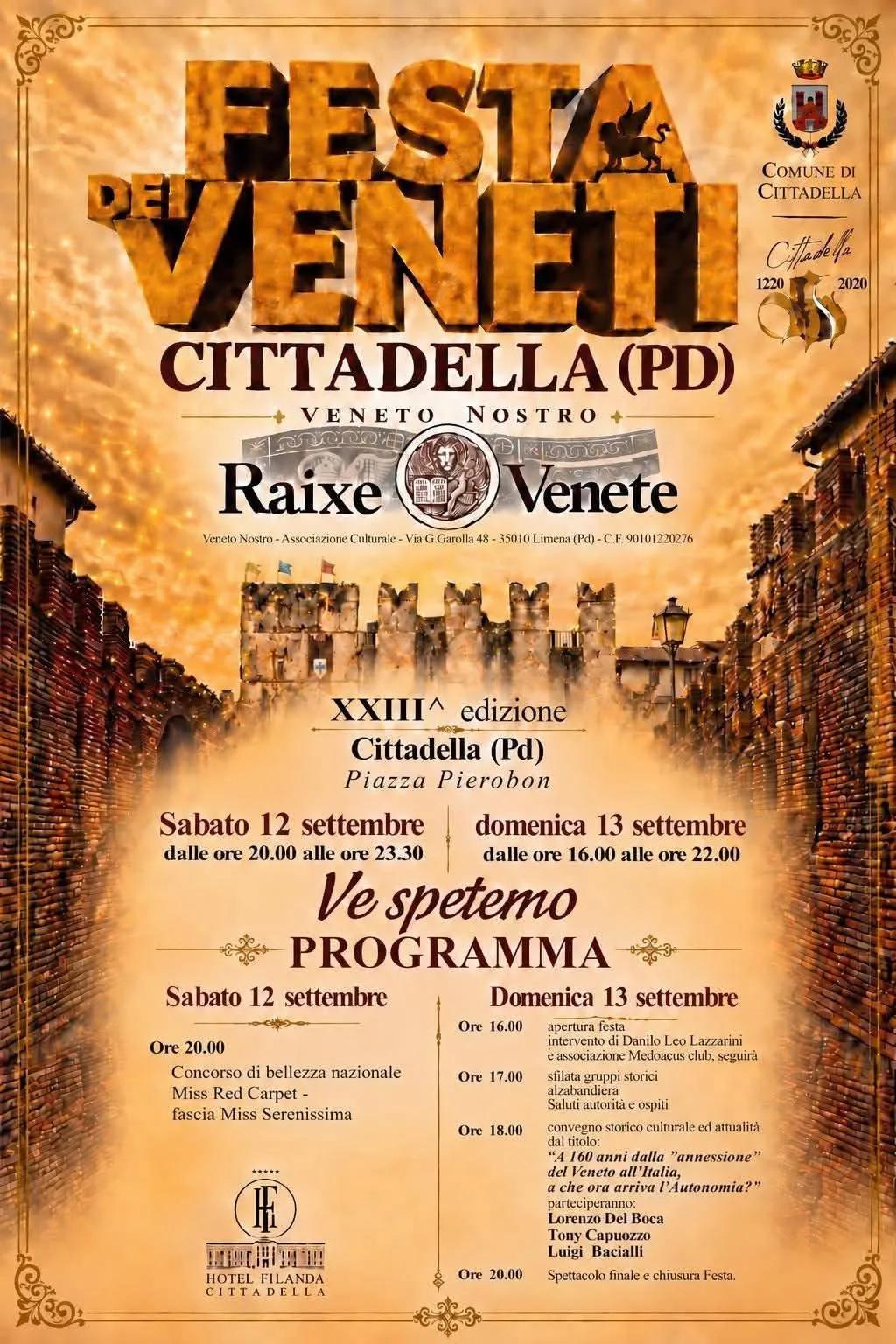 Locandina Festa dei Veneti 2026 a Cittadella (Padova)