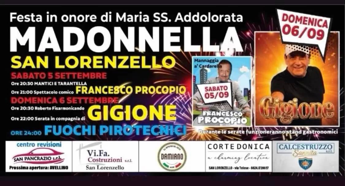 Locandina Festa Addolorata 2026 a San Lorenzello (Benevento)