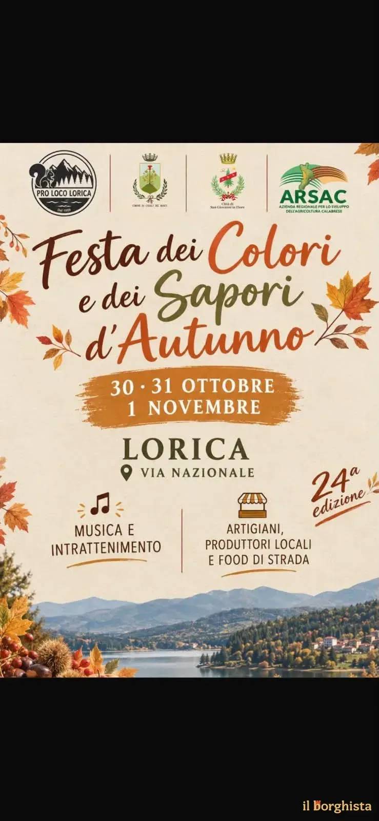 Locandina 24ª Festa dei Colori e dei Sapori d'Autunno 2026 a San Giovanni in Fiore (Cosenza)