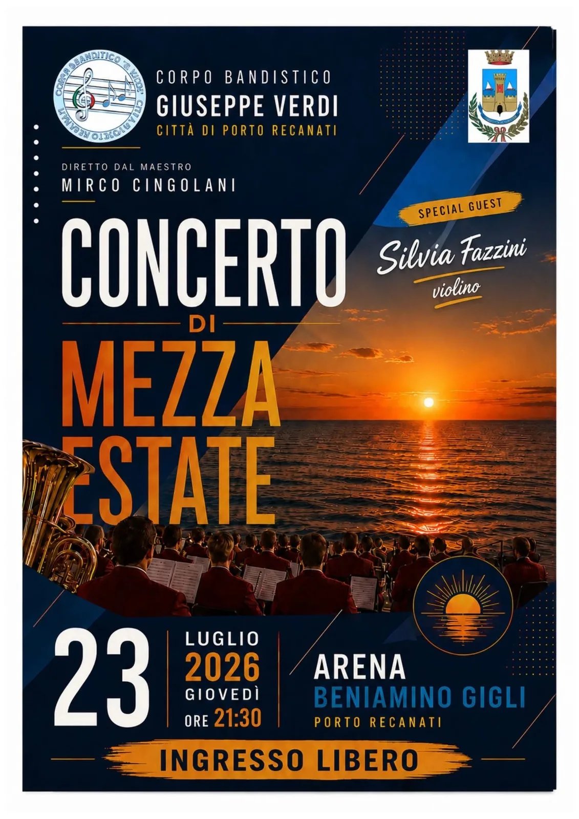 Locandina Concerto di Mezza Estate 2026 a Porto Recanati (Macerata)