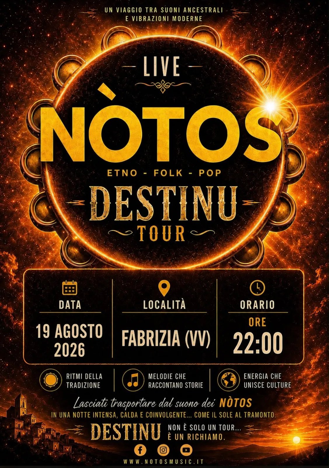 Locandina NOTOS Destinu Tour 2026 a Fabrizia (Vibo Valentia)