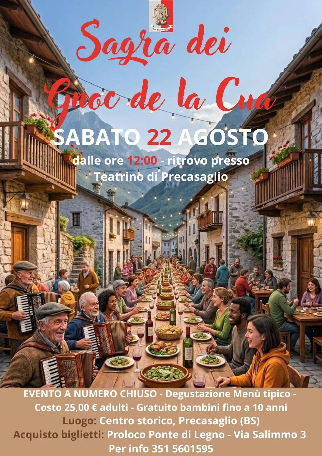 Locandina Sagra dei Gnoc de la Cua 2026 a Ponte di Legno (Brescia)